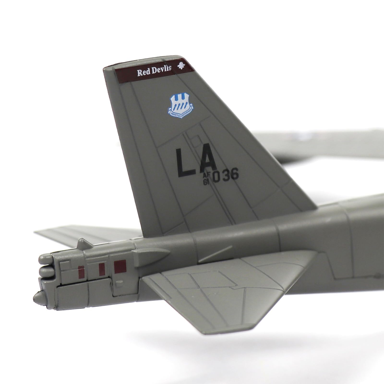 NUOTIE Boeing B-52 Stratofortress model tail view with Red Devils logo