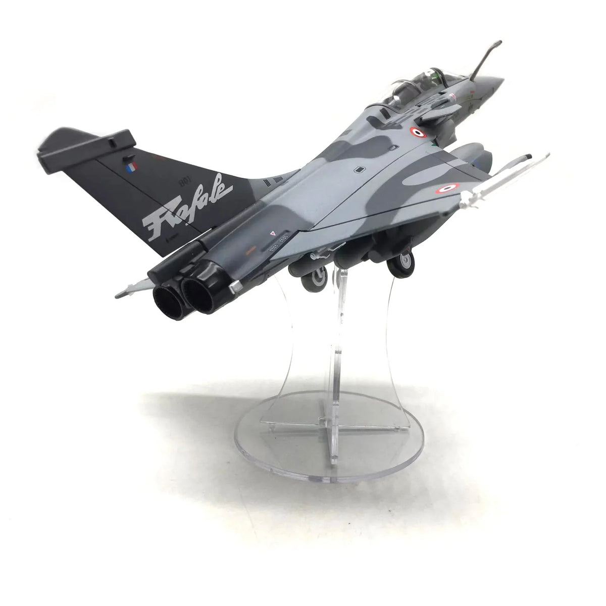 NUOTIE Model Dassault Rafale B diecast metal model aircraft in gray with detailed features, rear view