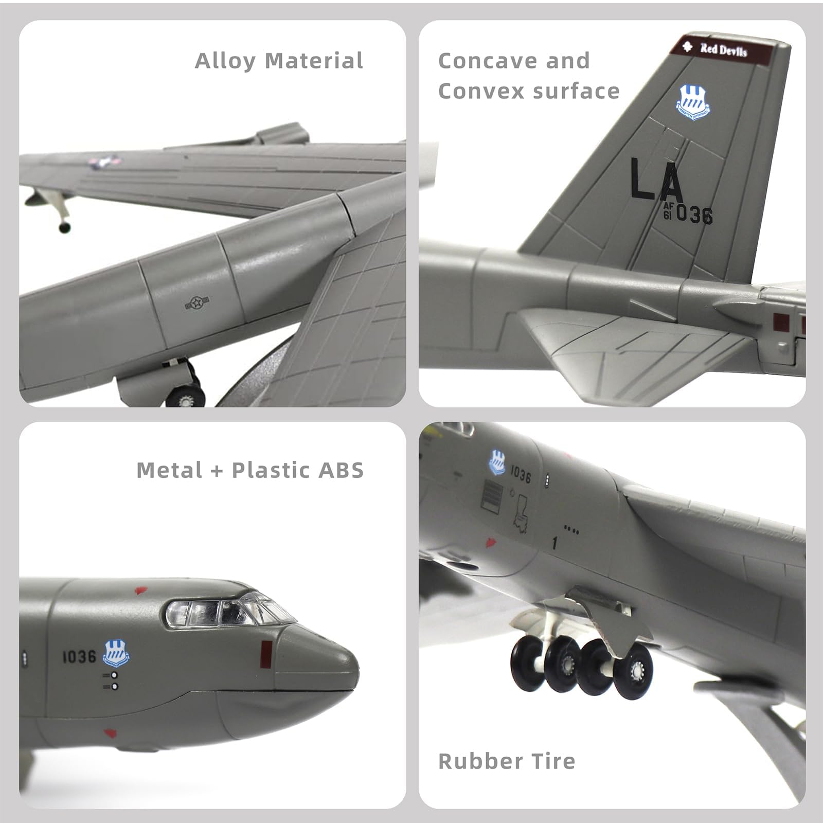 NUOTIE Boeing B-52 Stratofortress model close-up showing alloy material and details