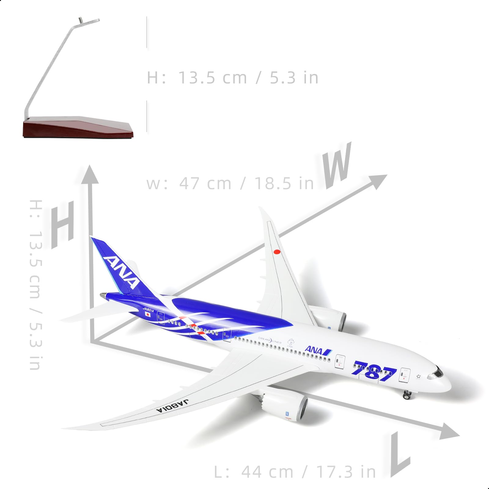 1/160 Boeing 787-8 ANA All Nippon Airways Finished Desktop Airplane Model with Stand