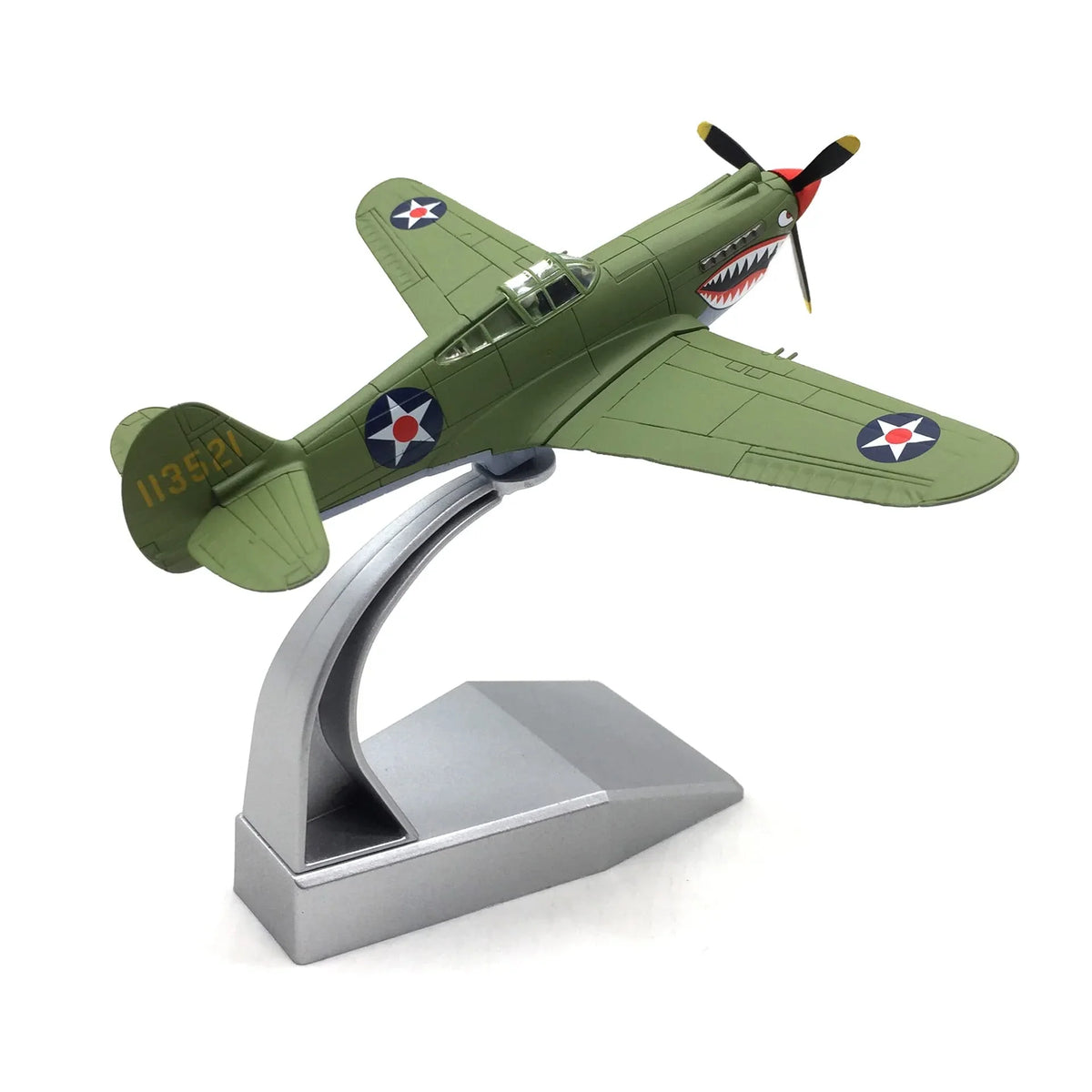 NUOTIE P-40B Tomahawk diecast model, rear view showcasing wings and tail on stand