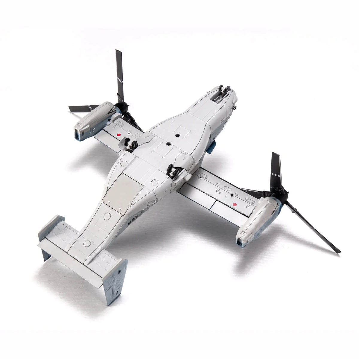 NUOTIE 1/72 V-22 Osprey diecast model in navy with rotors, underside view