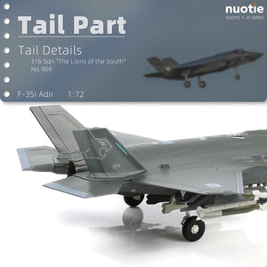 NUOTIE F-35I Adir model in gray, close-up of tail details