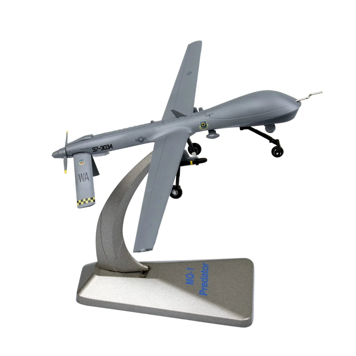 NUOTIE Model MQ-1 Predator grey diecast metal aircraft on display stand