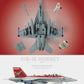 NUOTIE 1/100 F/A-18F Super Hornet model with red tail markings, underside view, includes accessories