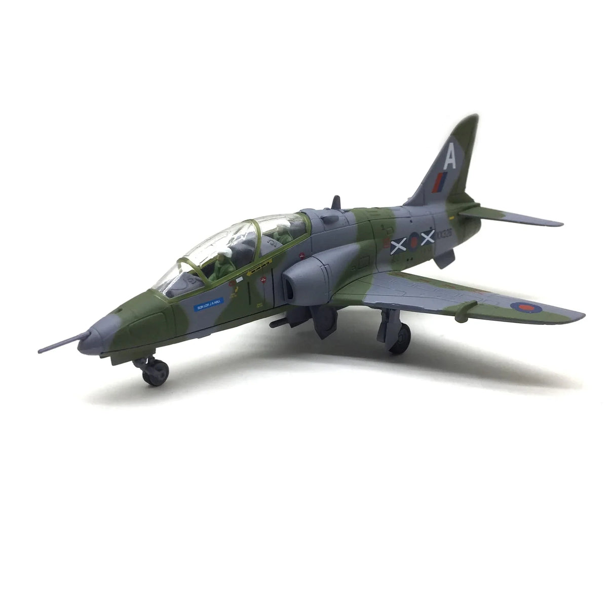NUOTIE 1/100 BAE Systems Hawk diecast model aircraft in green with stand, side view