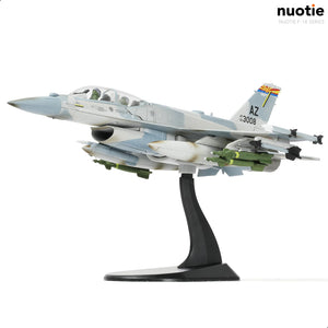 NUOTIE F-16F Block 60 diecast metal model aircraft, front view with missiles attached