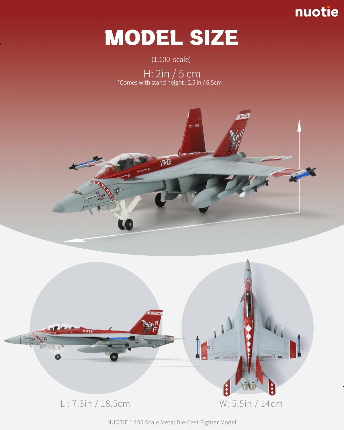 NUOTIE Model 1/100 F/A-18F Super Hornet Diecast Model VFA-102