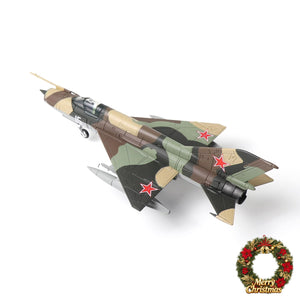 NUOTIE Mikoyan MiG-21 diecast metal model aircraft in camouflage with missiles, top view