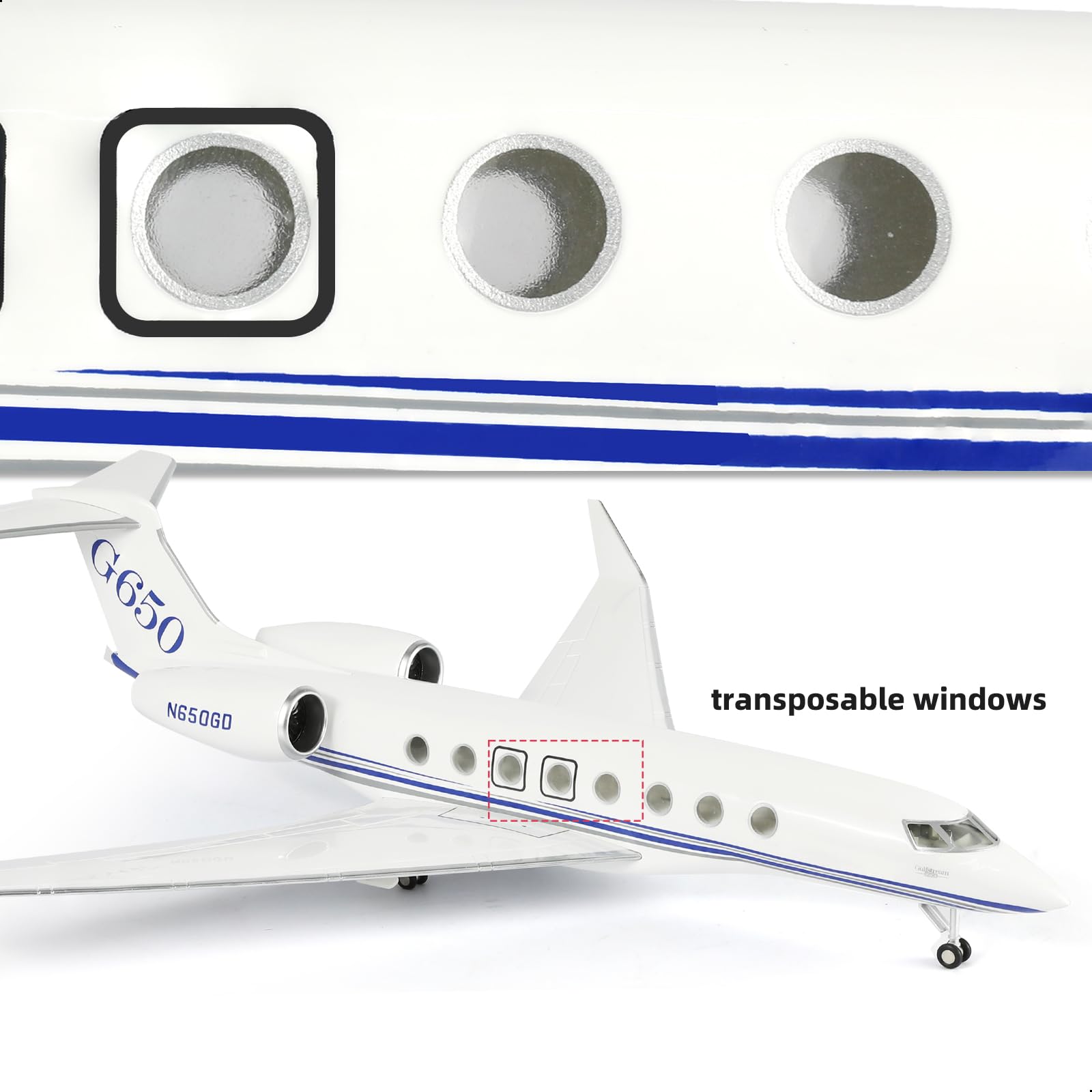 1/67 Gulfstream G650 Private Business Jet Resin Model with Stand (Large Scale)