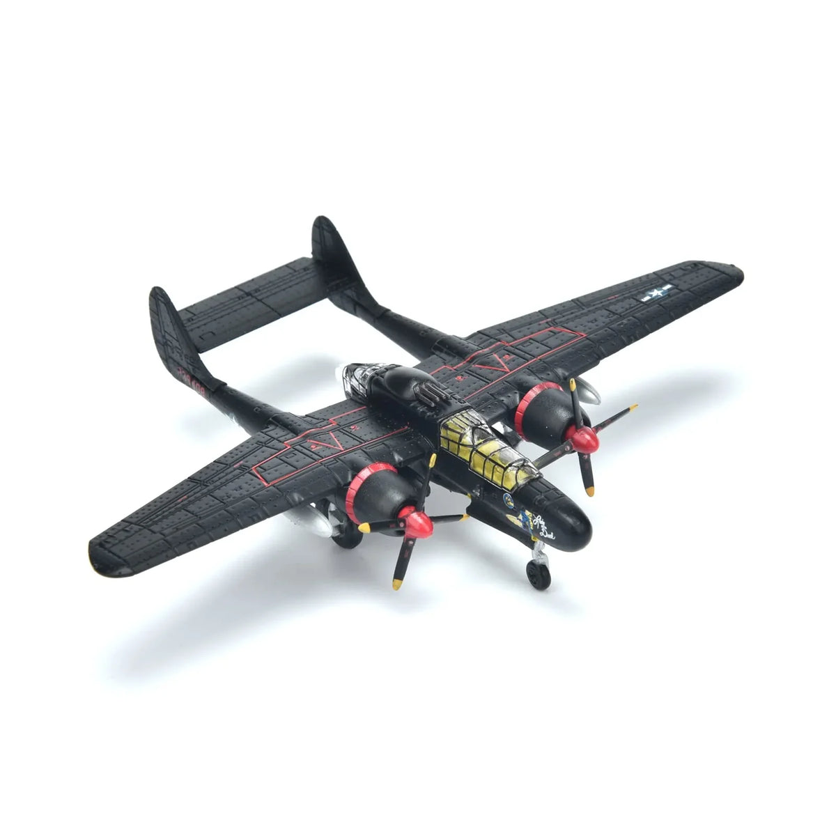 NUOTIE Model 1/144 Scale Northrop P-61B Black Widow aircraft in black, top view