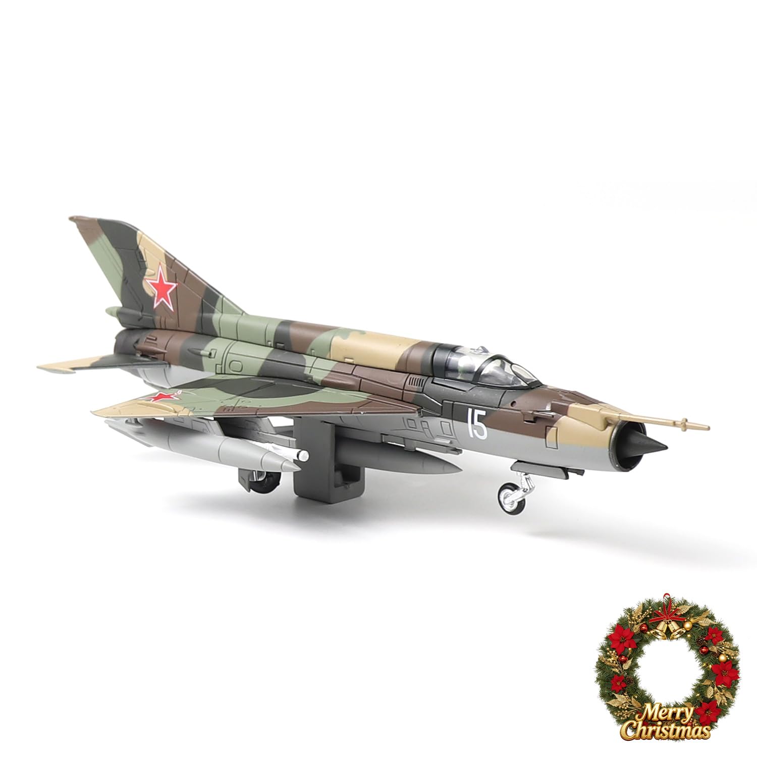 NUOTIE Mikoyan MiG-21 diecast metal model aircraft with camouflage paint scheme, side view