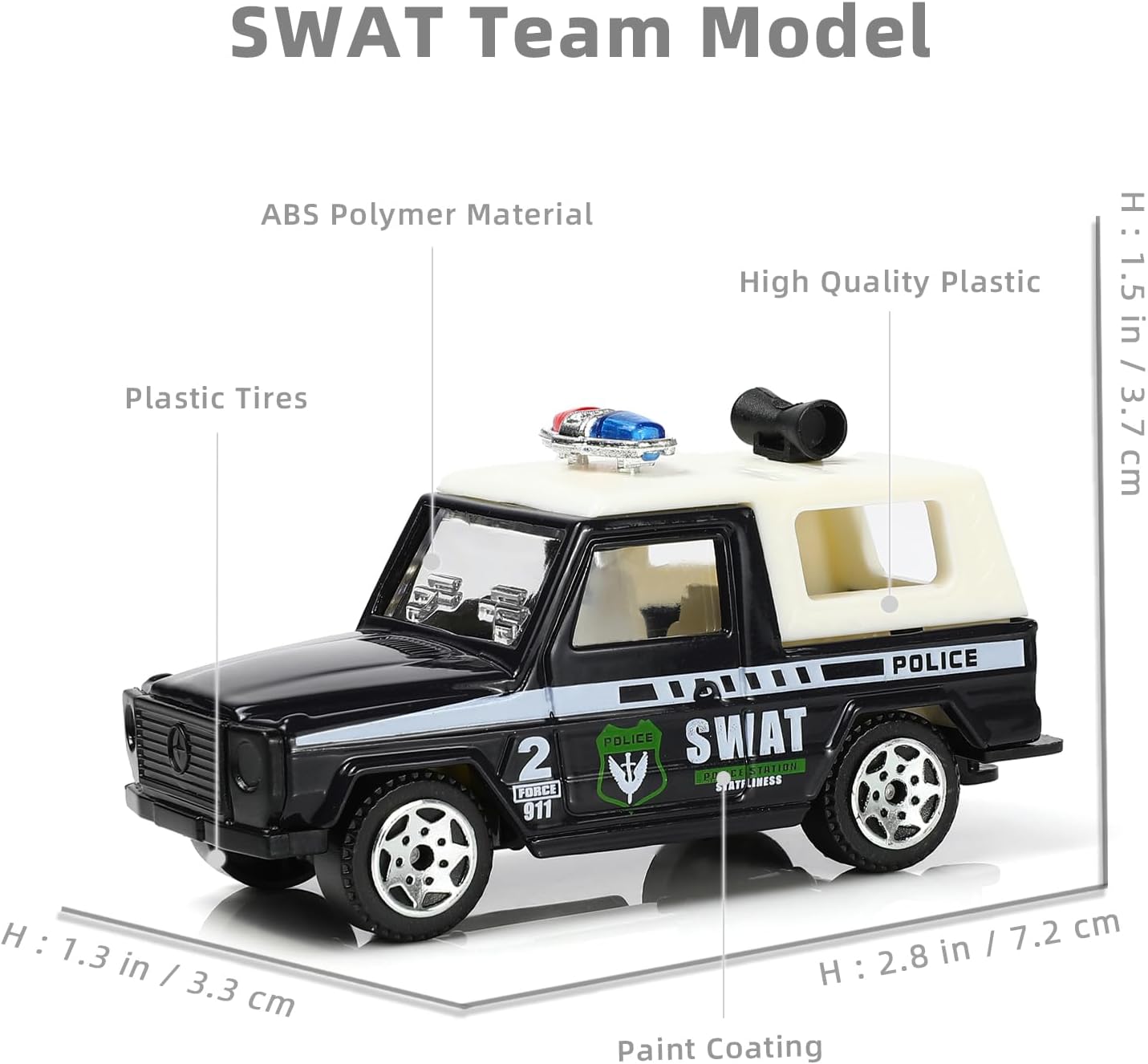 1/87 Die-cast SWAT Police Military Rescue Vehicle 6-in-1 Toy Set for Kids