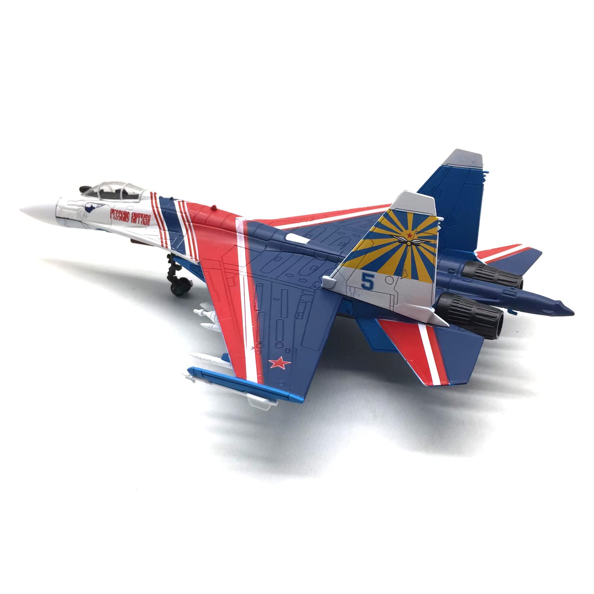 1/100 Scale SU-35 Diecast Metal Model - Russian Knights Fighter Jet with Stand by NUOTIE