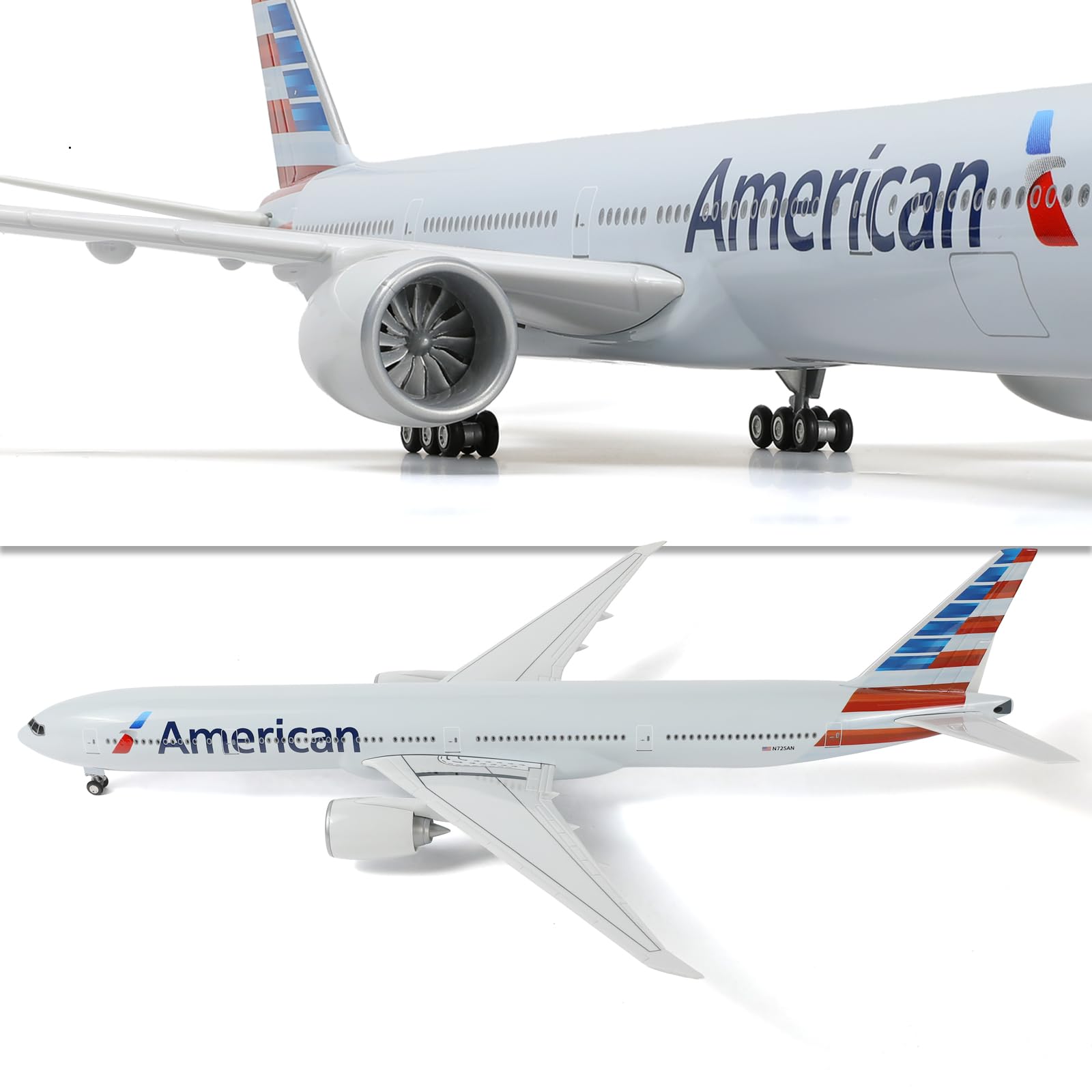 1/150 B777-300ER American Airlines Assembly Model Kit | Plastic Hobby Plane with Display Base