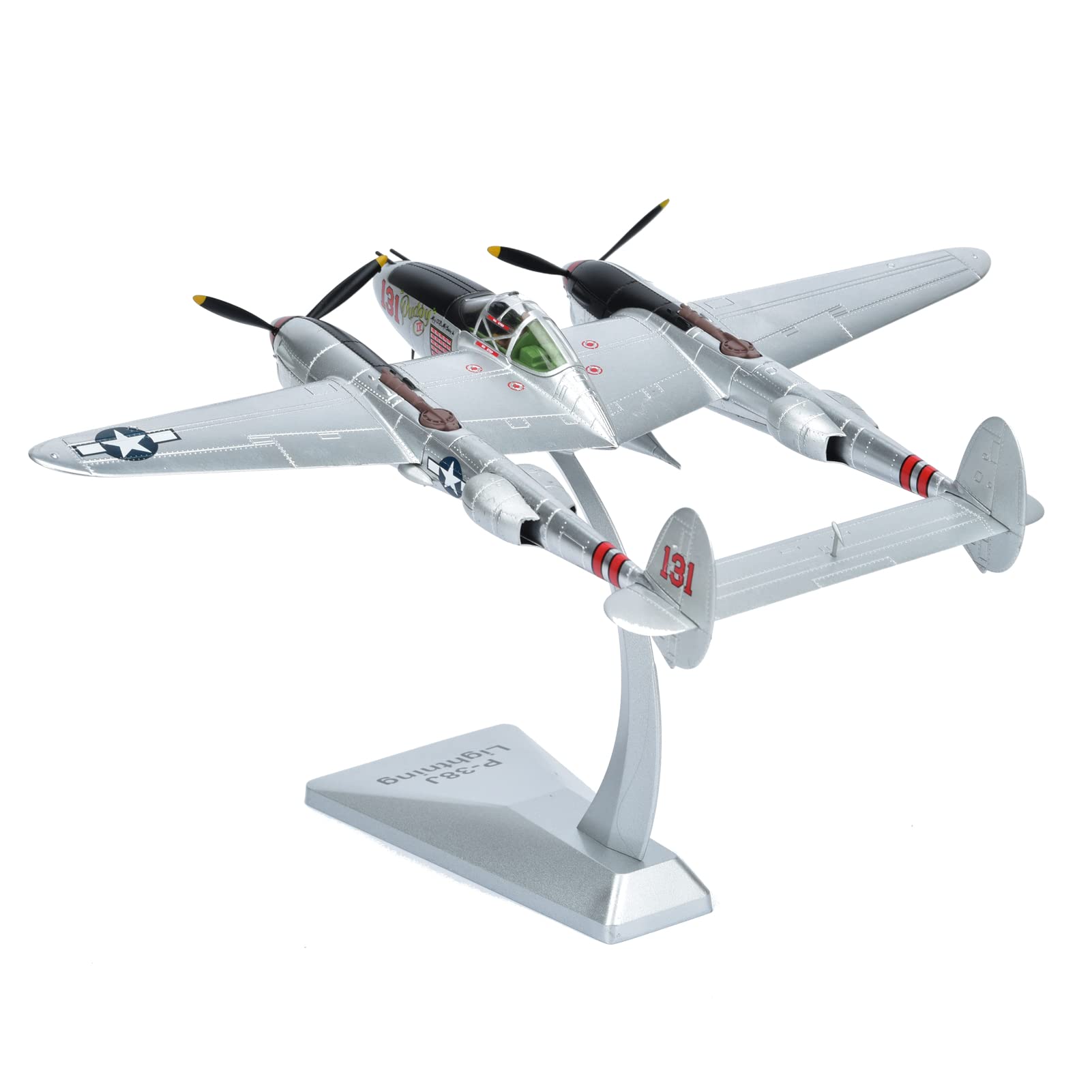 1/48 P-38J Lightning Diecast Metal Model - WWII US Heavy Fighter Aircraft with Stand by NUOTIE