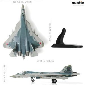 1/72 Sukhoi SU-57 Felon Fighter Aircraft Model Fighter Russian Fifth Generation Fighter Die-cast Aircraft Model with Display Stand Military Stealth SU57 Plane Model Collection Gift for Adults