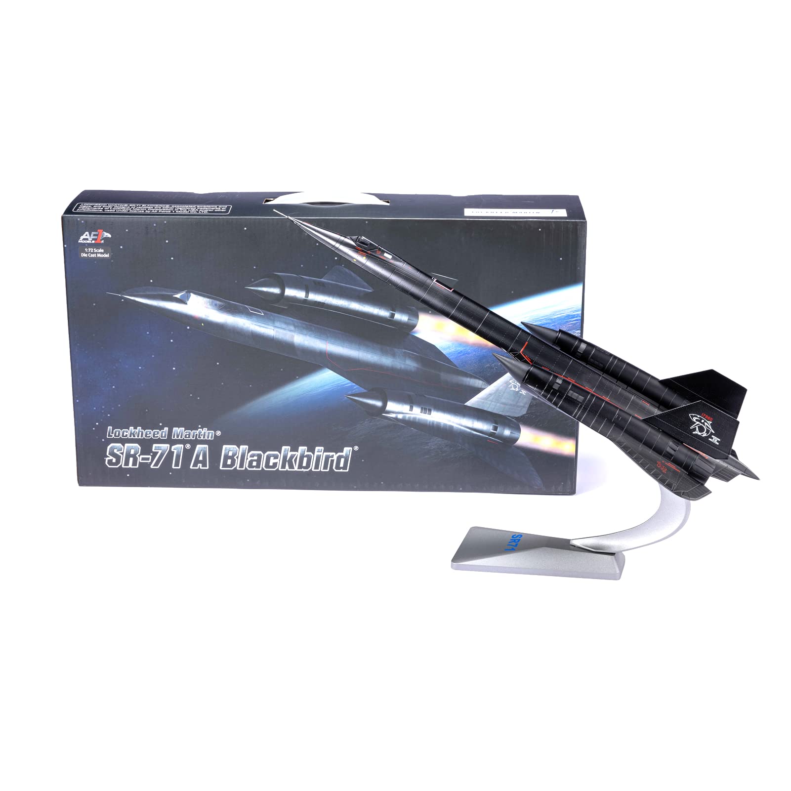 1:72 Diecast Metal SR-71 Blackbird Model - USAF High-Speed Spy Plane with Stand by AF1