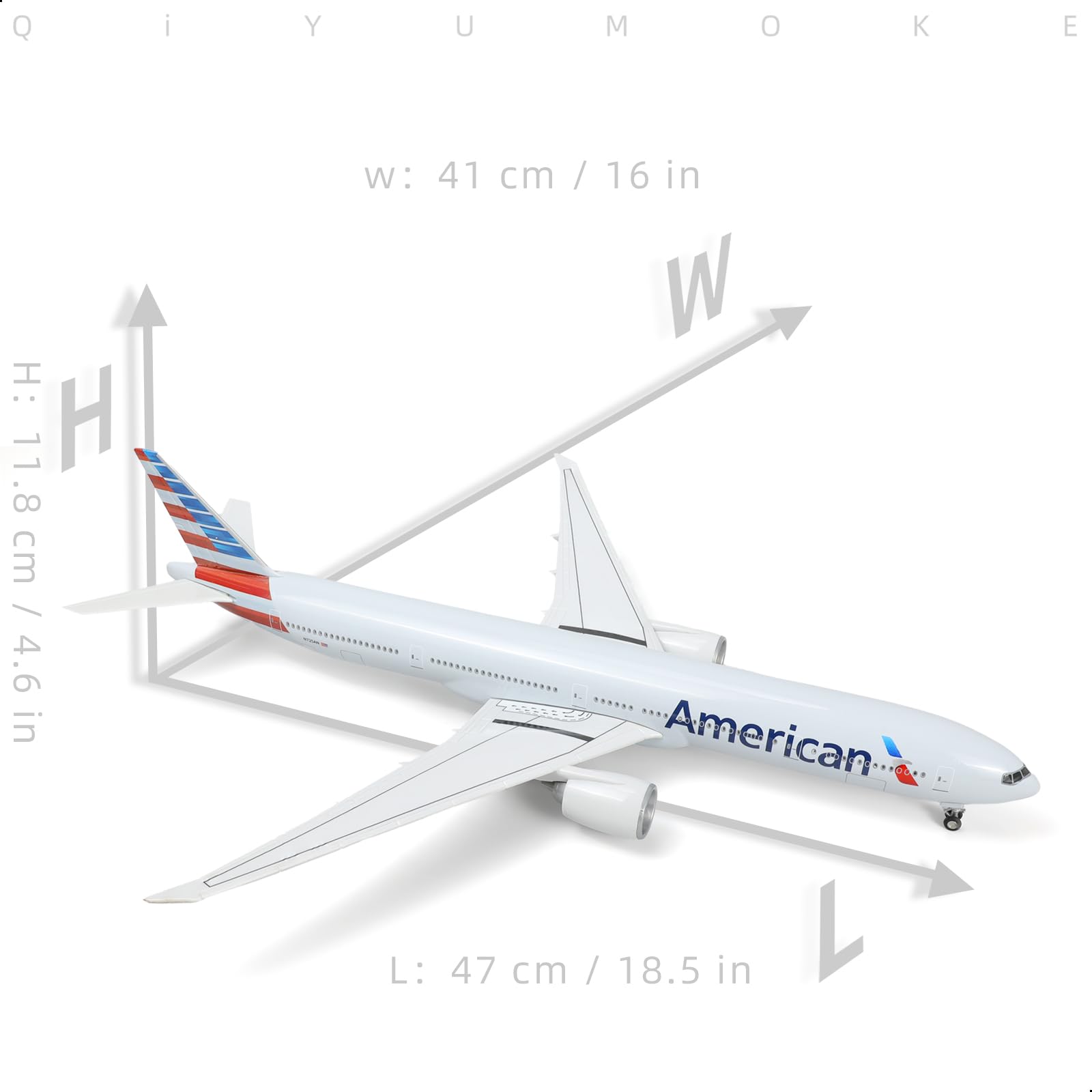 1/150 B777-300ER American Airlines Assembly Model Kit | Plastic Hobby Plane with Display Base