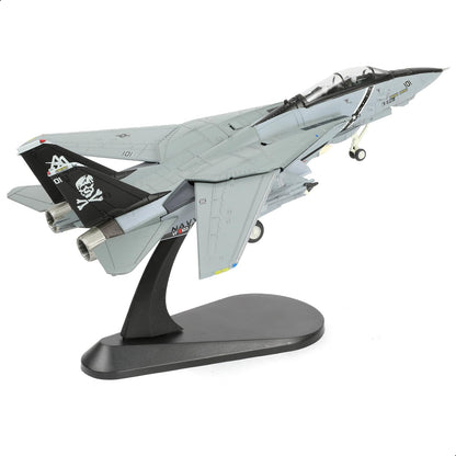 1/100 F-14B-2 VF-103 Tomcat Fighter Model Diecast Metal Airplan Mode Kit Jolly Rogers Militray Aircraft Model with Stand for Adult Military Enthusiast Collection Display or Gift