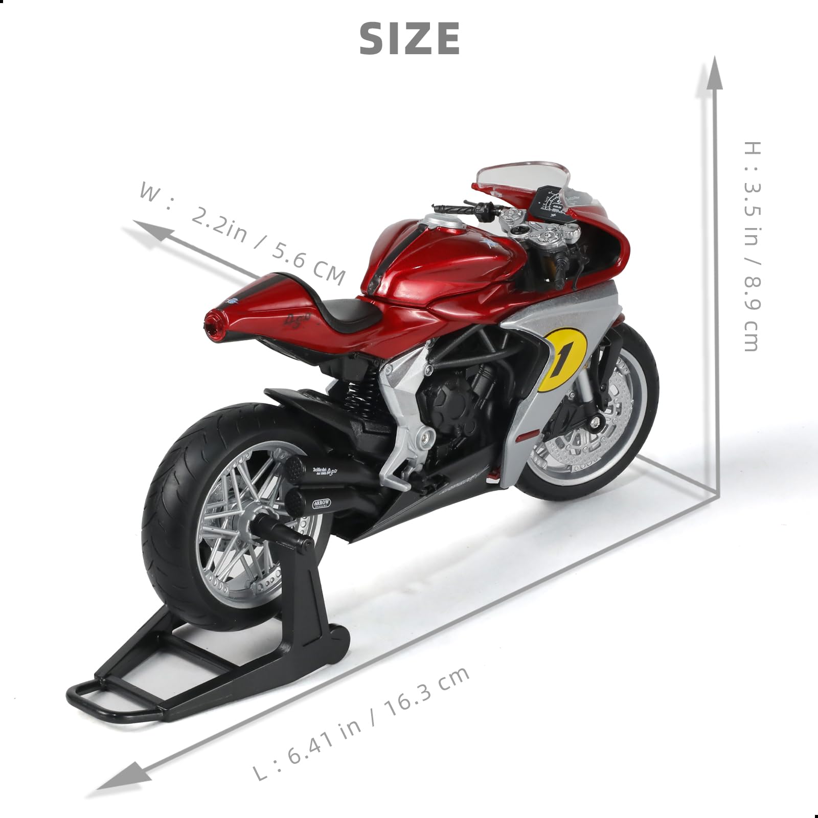 1/12 Die-cast MV Agusta Superveloce AGO Motorcycle Scale Model, Red, Risopen