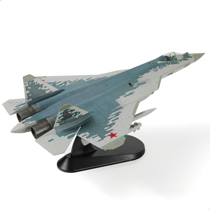 1/72 Sukhoi SU-57 Felon Fighter Aircraft Model Fighter Russian Fifth Generation Fighter Die-cast Aircraft Model with Display Stand Military Stealth SU57 Plane Model Collection Gift for Adults