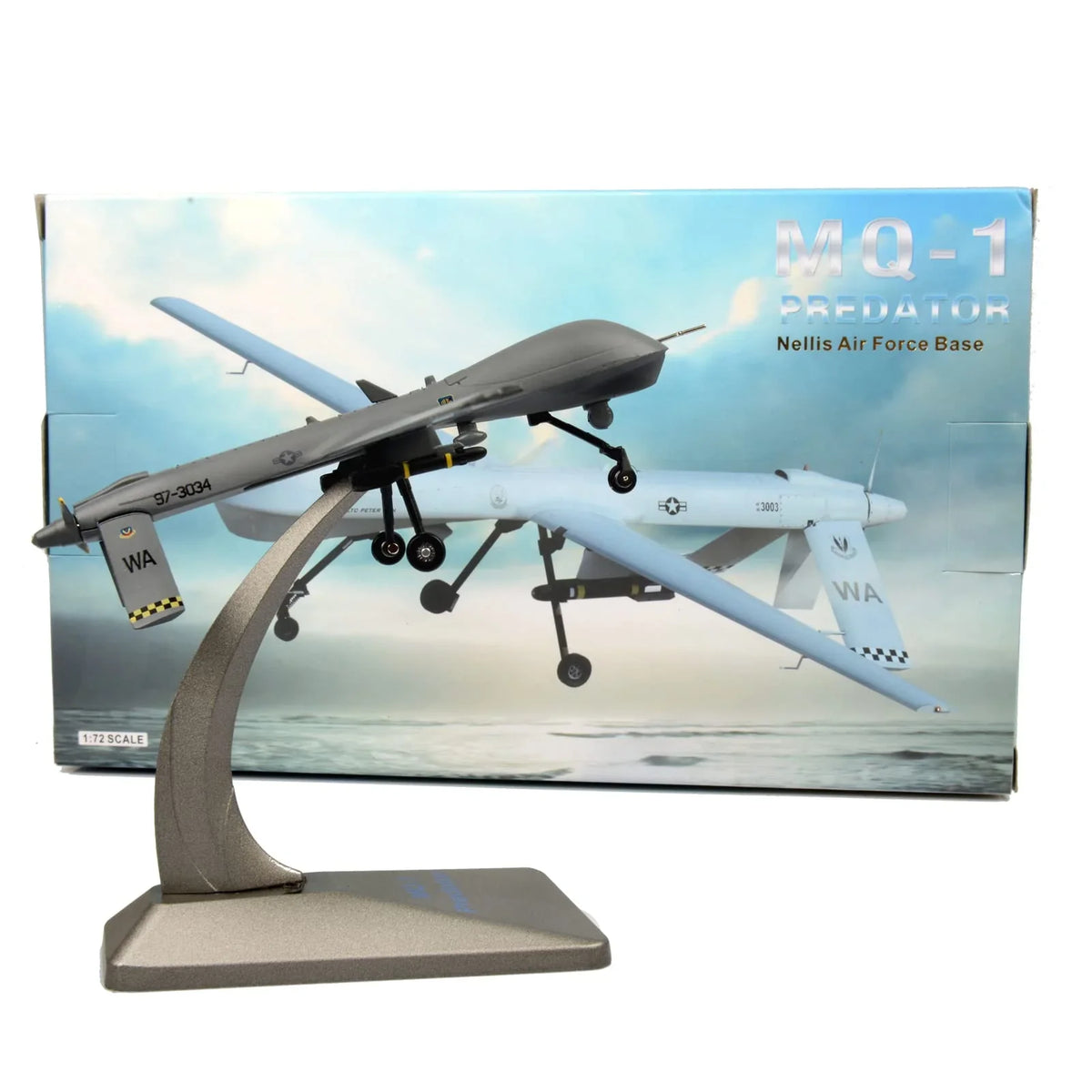 NUOTIE Model MQ-1 Predator grey aircraft in packaging with stand