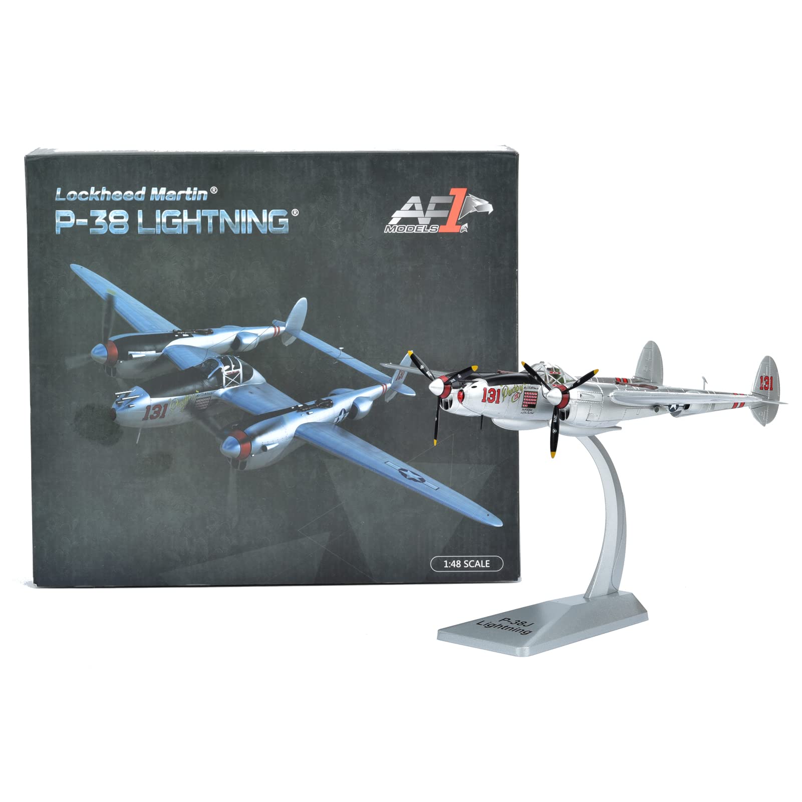 1/48 P-38J Lightning Diecast Metal Model - WWII US Heavy Fighter Aircraft with Stand by NUOTIE