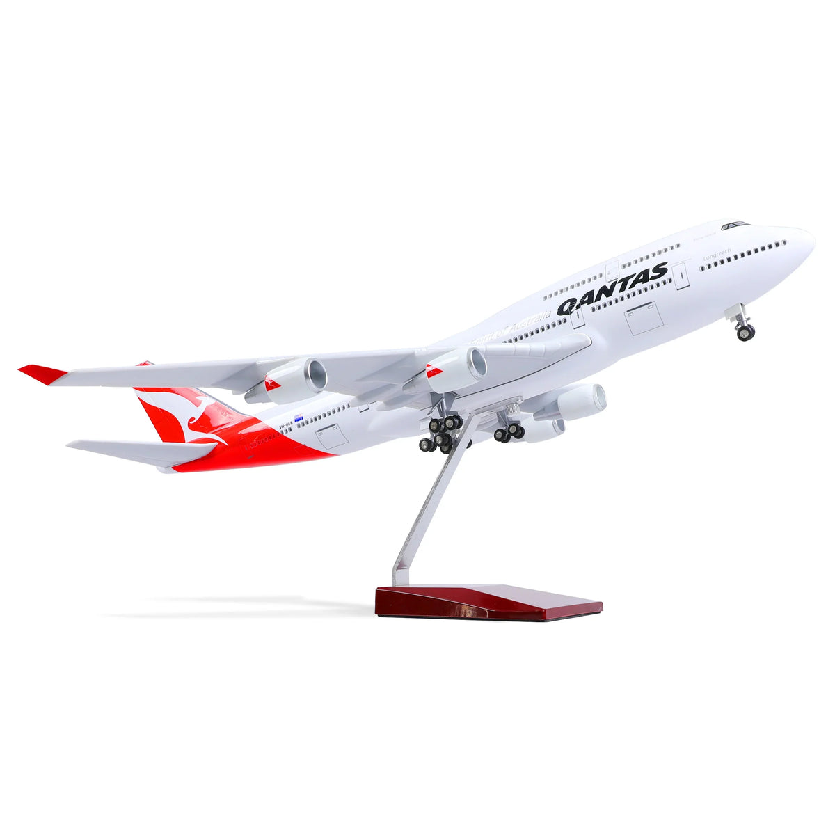 QIYUMOKE 1/160 Boeing 747 Qantas Model Kit | Jumbo Jet Assembly Plane with Display Base aircraft - Product Image