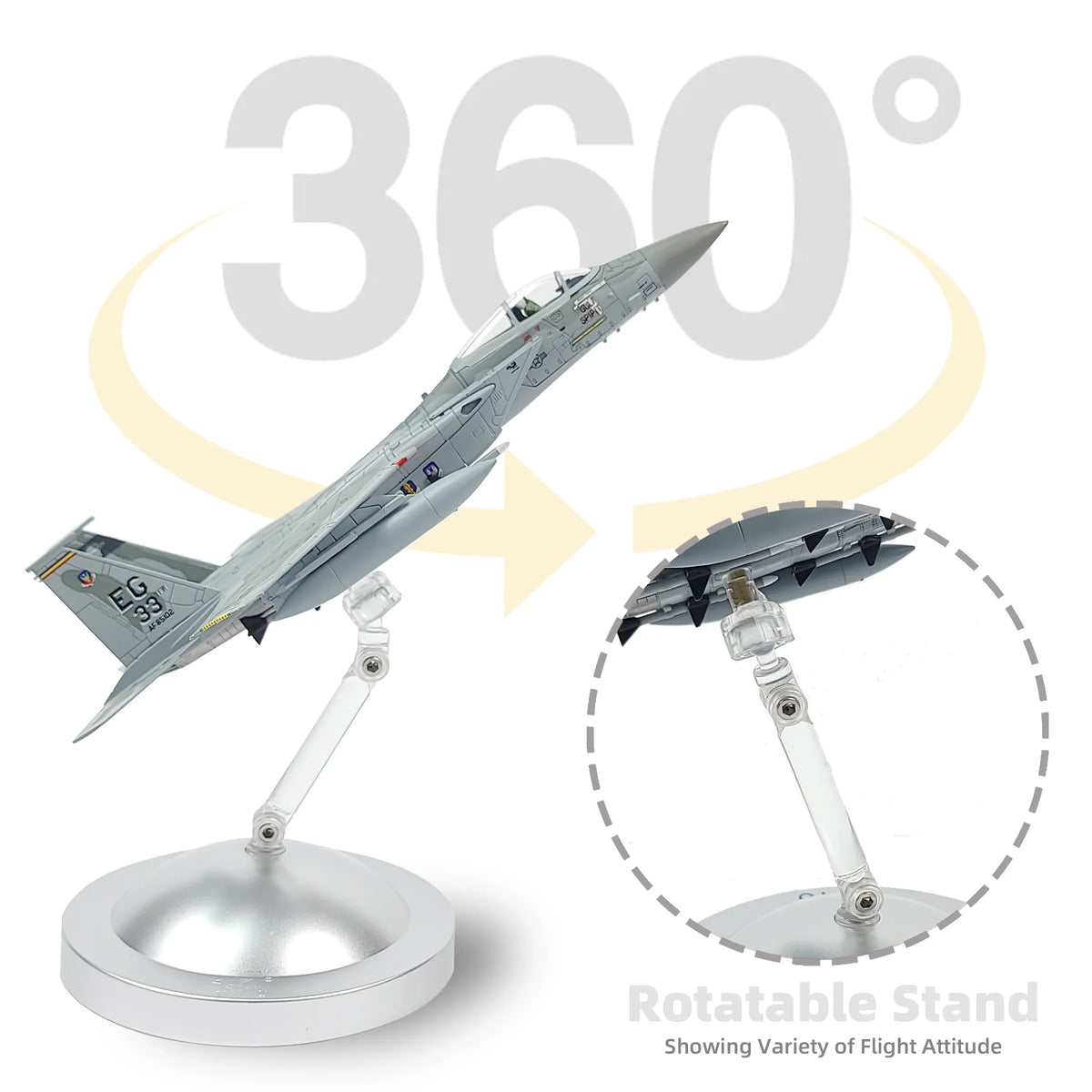 NUOTIE Model F-15C Eagle diecast metal model aircraft in flight position with rotatable stand