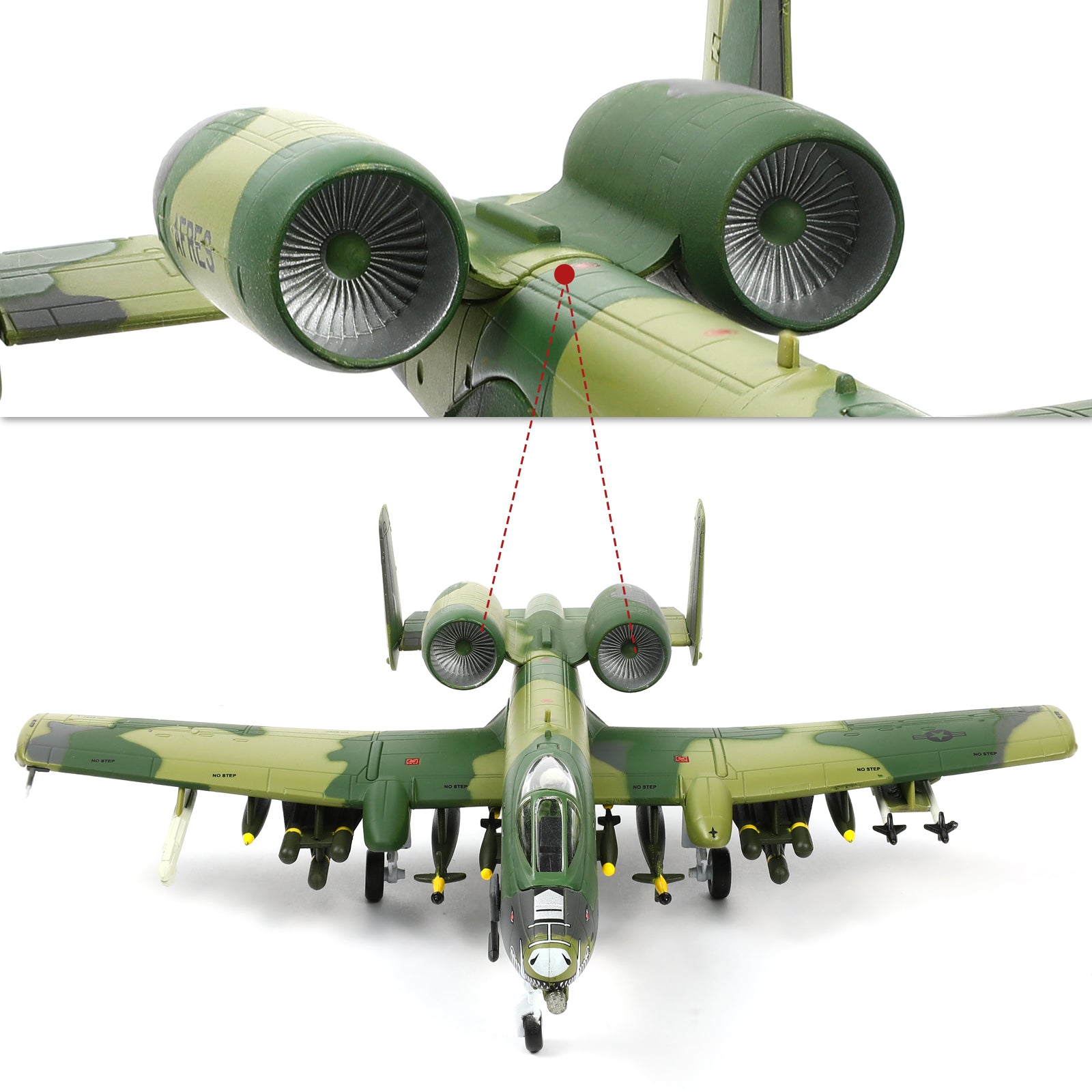 1/100 Scale A-10 Thunderbolt II Diecast Metal Model - Warthog Attack Aircraft with Stand