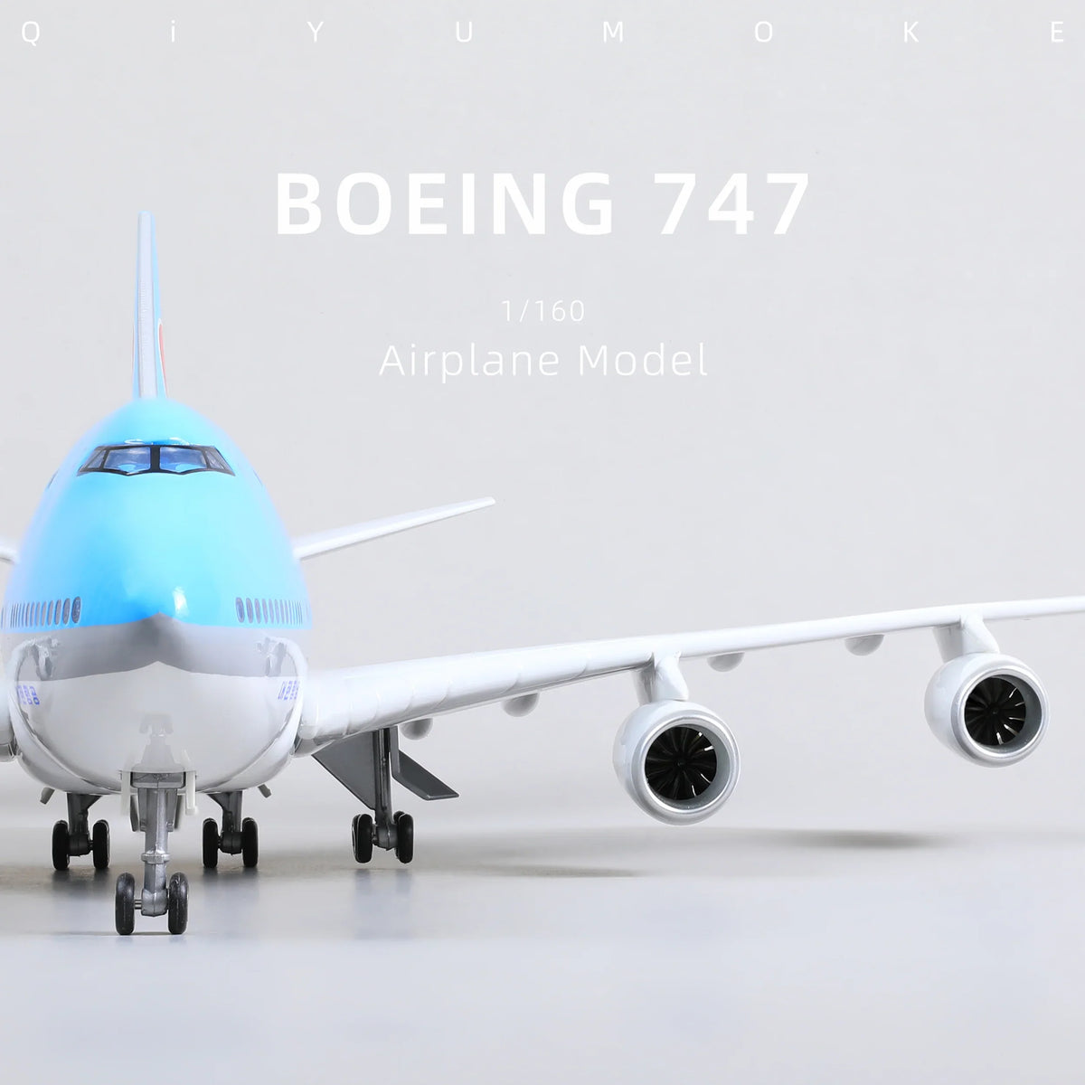 QIYUMOKE 1/160 Boeing 747 Korean Air Diecast Airplane Model | Finished Jumbo Jet Static Display with Stand aircraft - Product Image