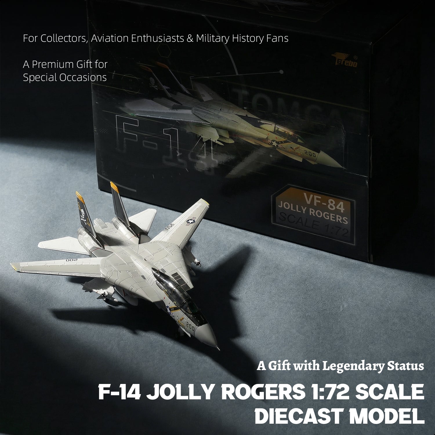 NUOTIE 1/72 Grumman F-14 Tomcat Diecast Metal Model - VF-84 Jolly Roge