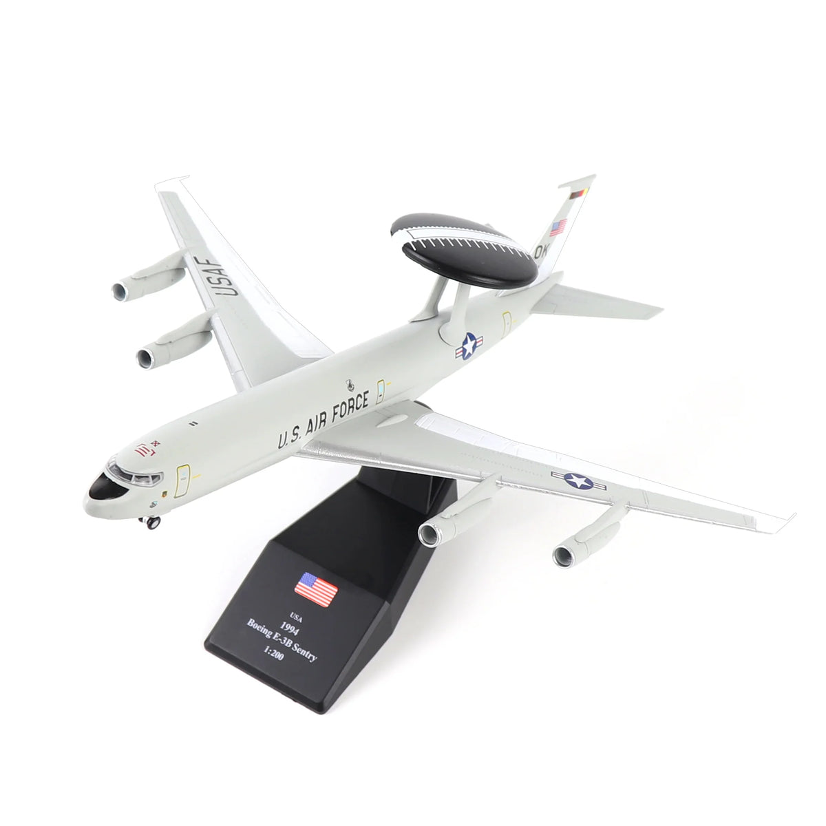 NUOTIE Model E-3 Sentry AWACS model on stand, top view with detailed features