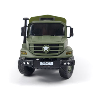 Front view of the NUOTIE military truck featuring a star emblem and visible license plate.