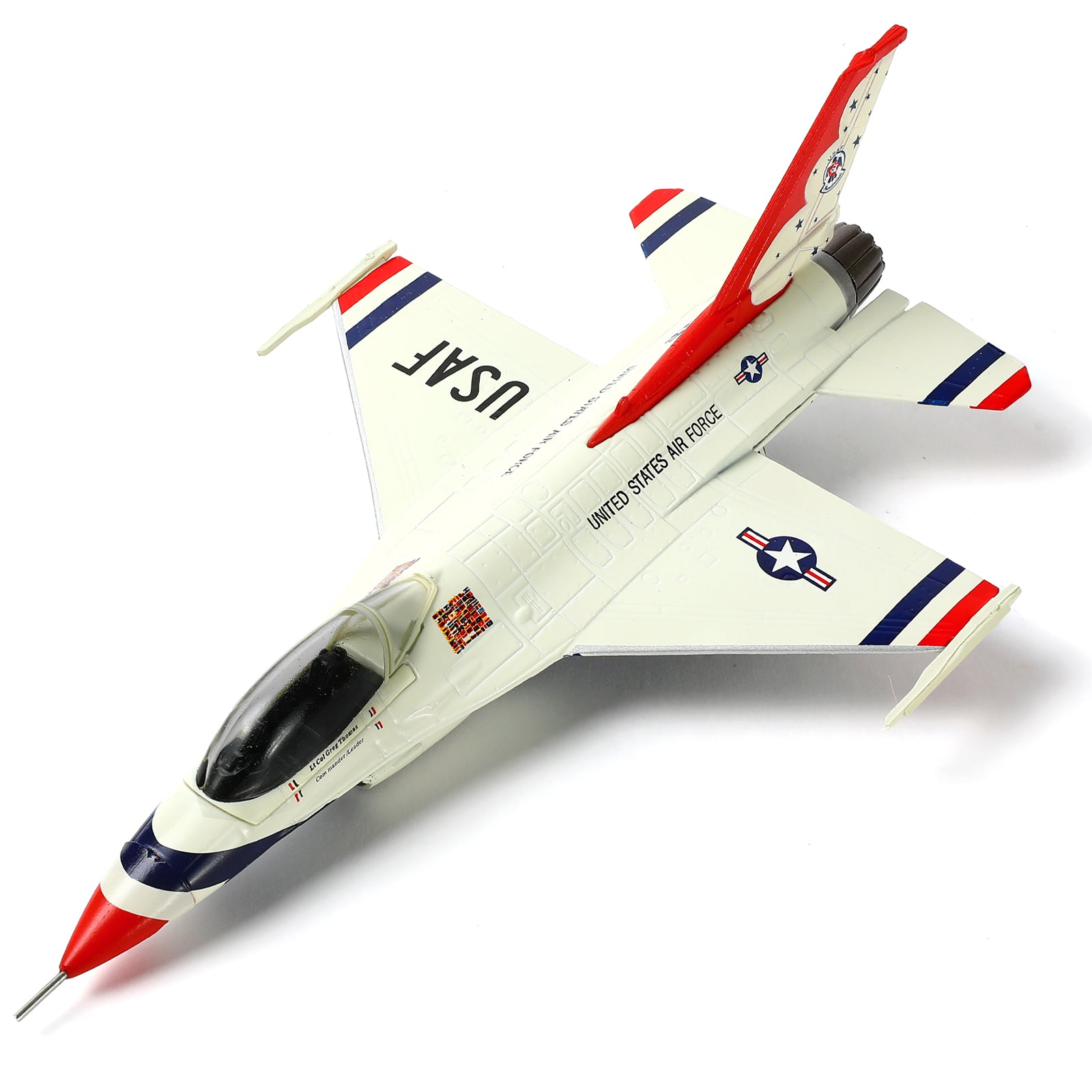 1/100 Scale F-16C Thunderbird Diecast Metal Model - USAF Air Demonstration Jet with Stand