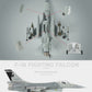 NUOTIE F-16 Fighting Falcon model disassembled with parts labeled, top view