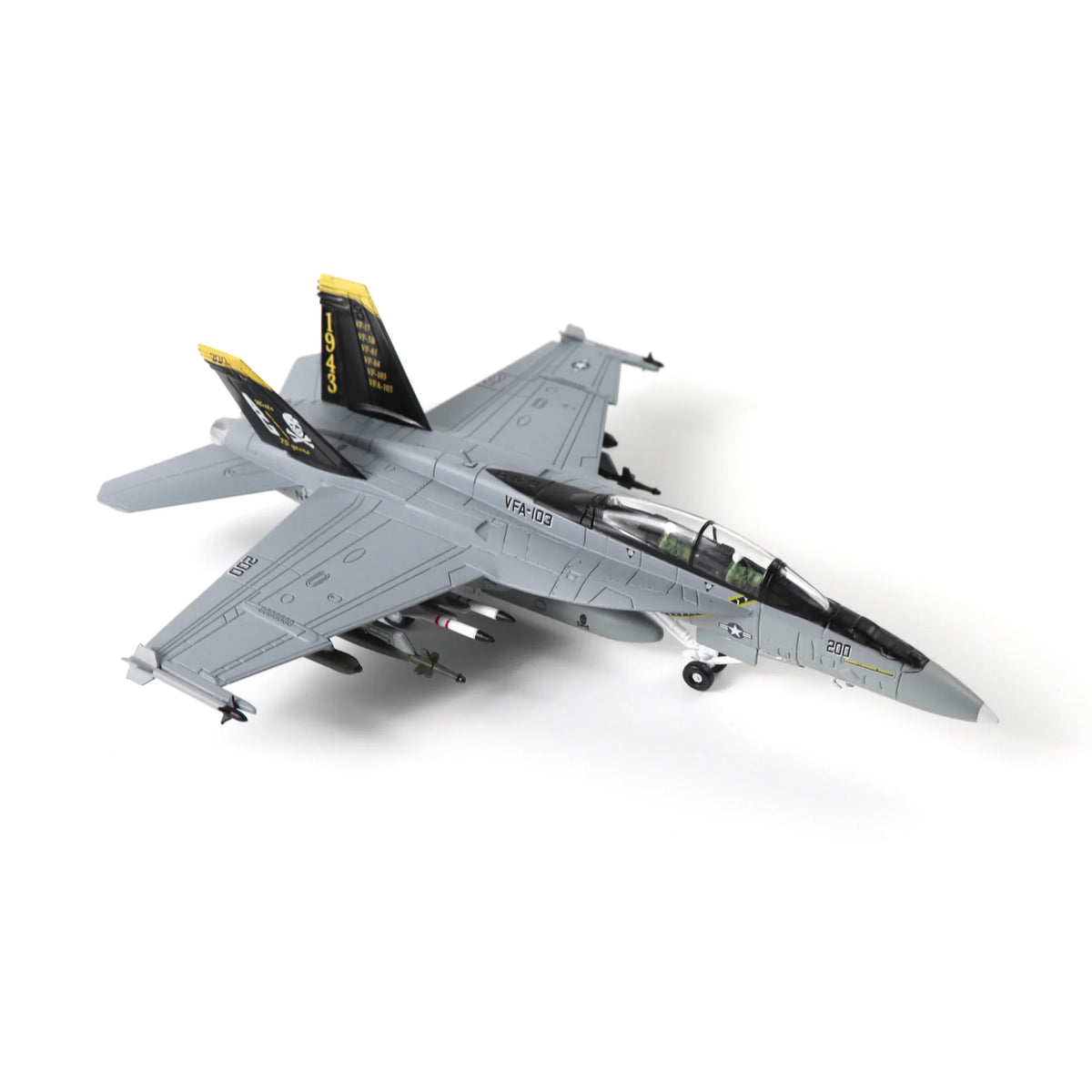 NUOTIE 1/100 F/A-18 Super Hornet model in navy, black, and white, angled view