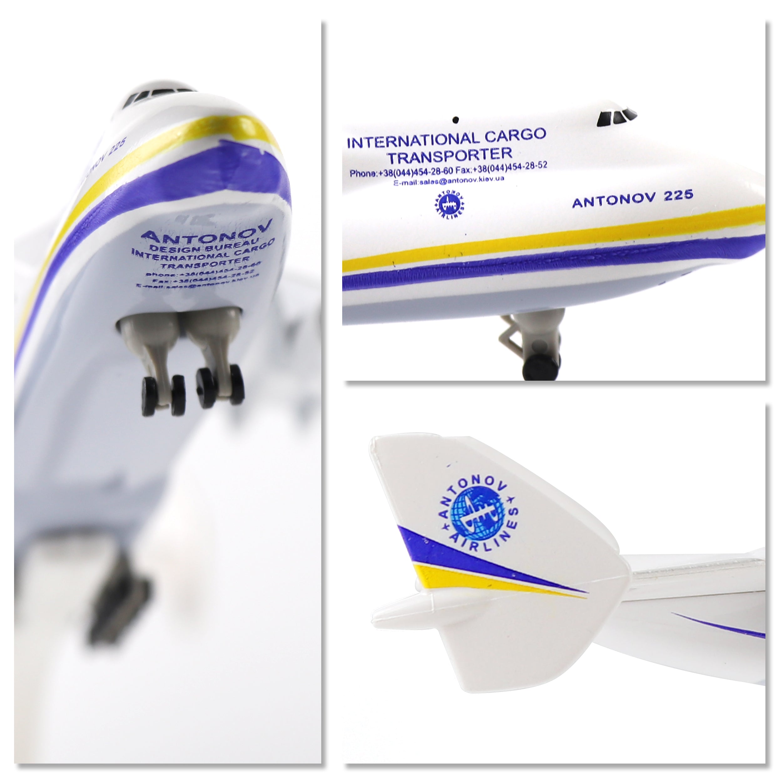 1/400 Antonov AN-225 Mriya Diecast Model | Finished Ukrainian Livery Heavy Cargo Plane with Stand