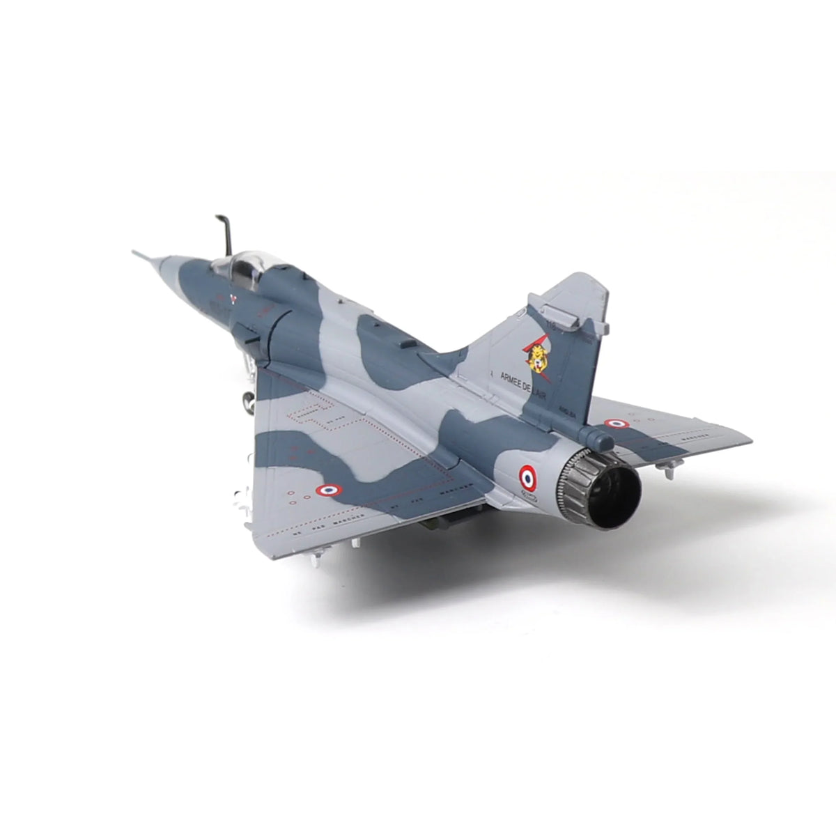 NUOTIE 1/100 scale Dassault Mirage 2000 model aircraft rear view with camouflage design