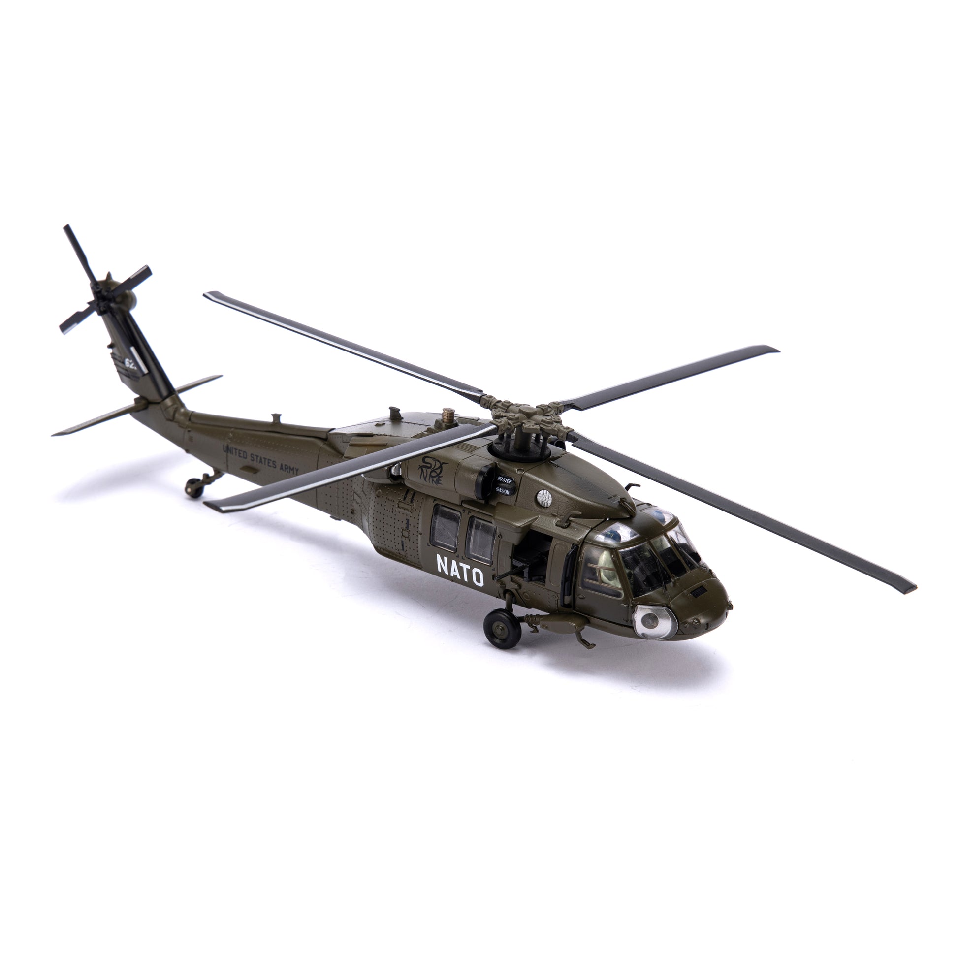 NUOTIE Model Sikorsky UH-60 Black Hawk helicopter with NATO markings, front view