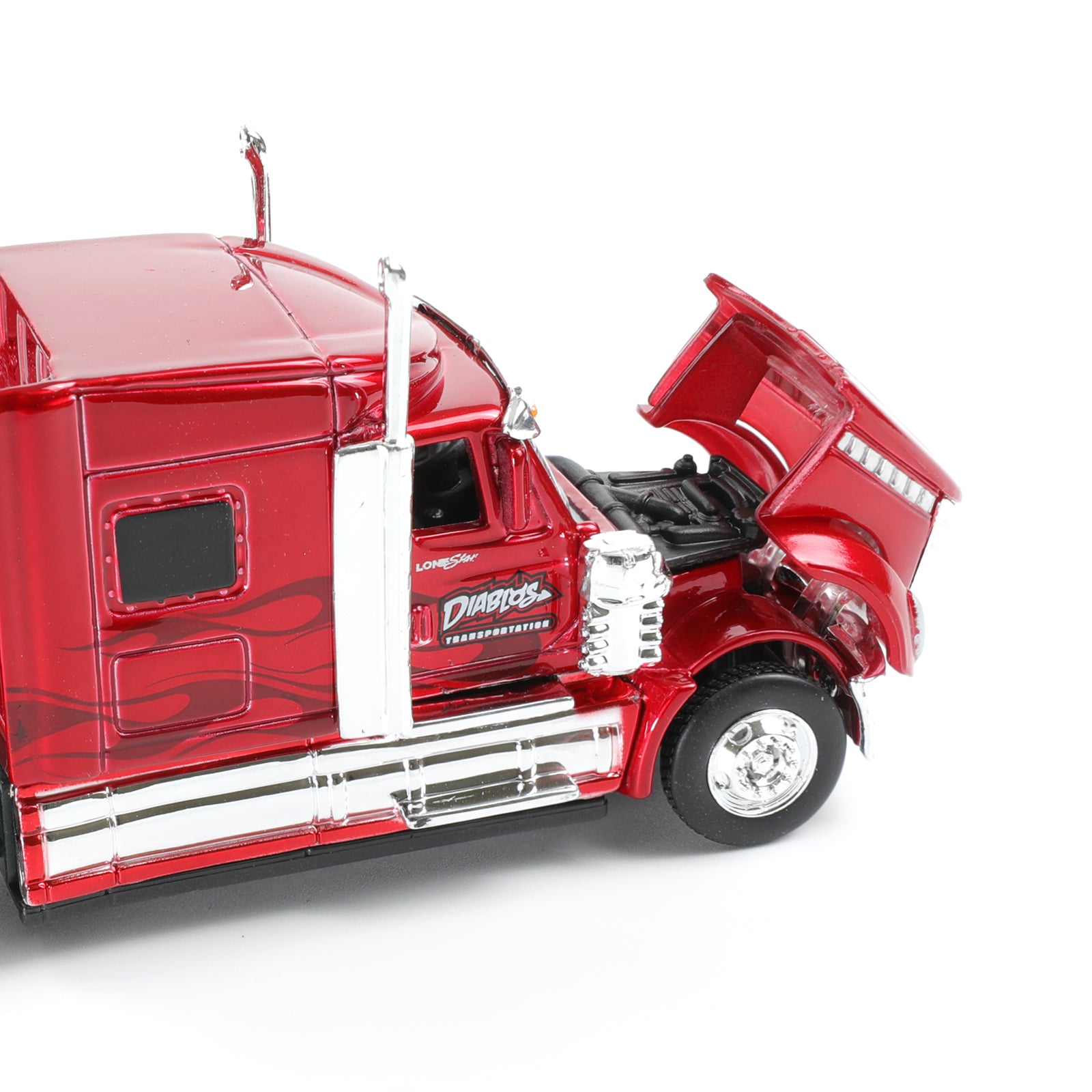 1:64 Die-cast International Lonestar Container Semi Truck Scale Model, Red, MAISTO