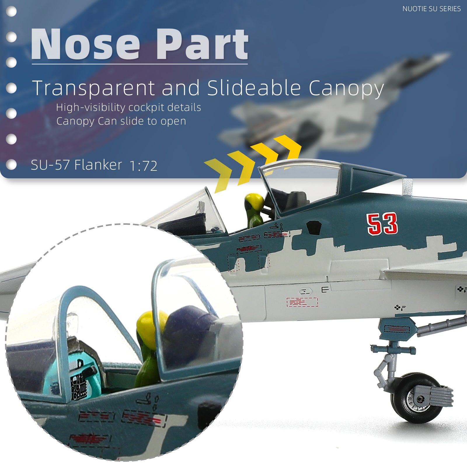 NUOTIE Sukhoi SU-57 Felon 1/72 Diecast Metal Aircraft Model
