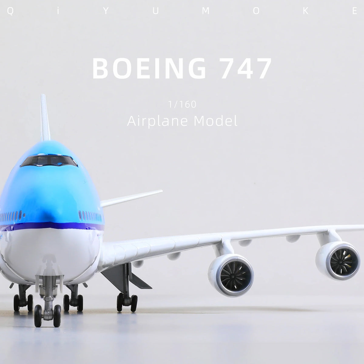 QIYUMOKE 1/160 Boeing 747 KLM airplane model in close-up view