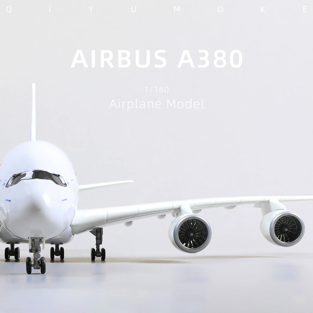 QIYUMOKE Airbus A380 airplane model in Air France livery, rear view