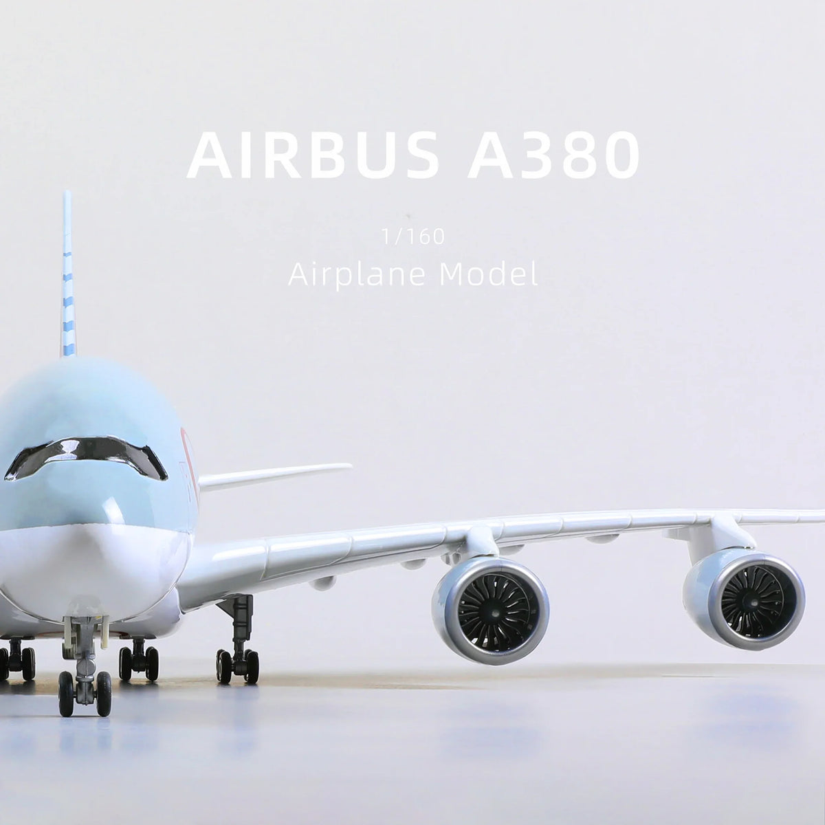 QIYUMOKE Airbus A380 model, rear view showcasing engines and tail design