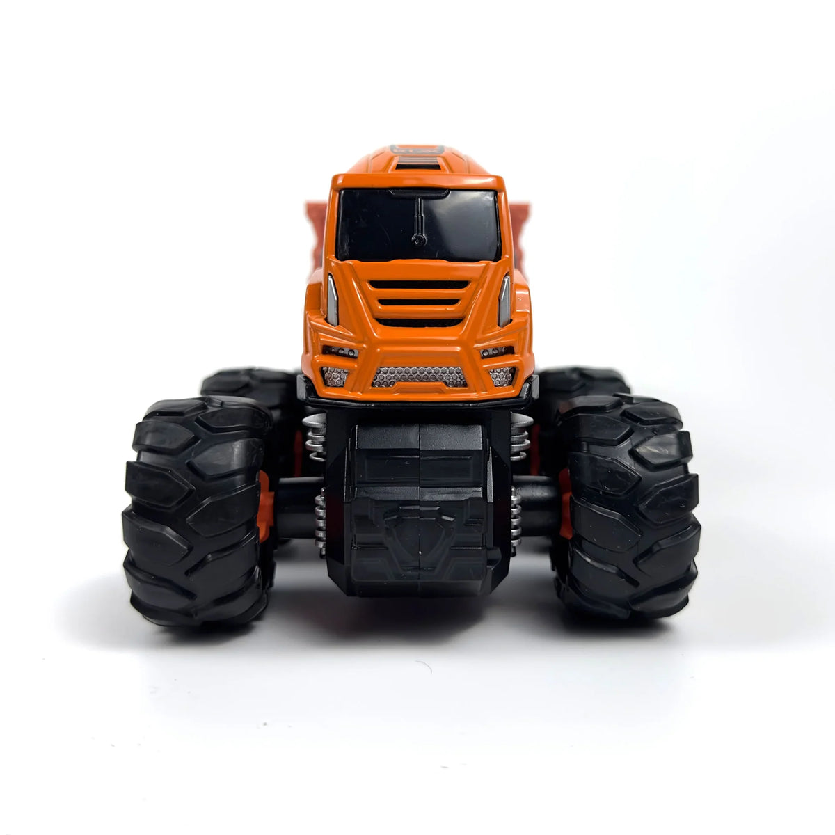 RISOPEN 1:43 die-cast orange dump truck model with oversized black monster tires