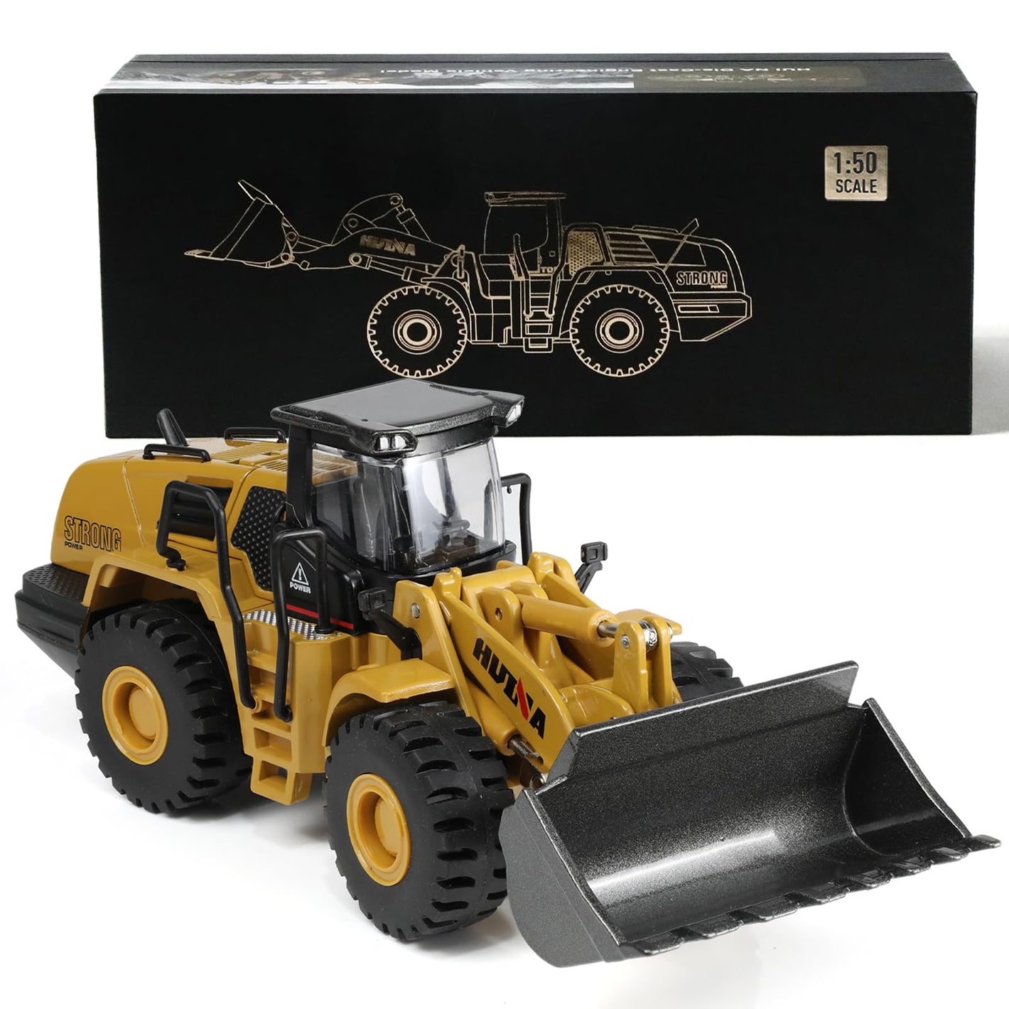 Bulldozer Toy with Gift Box, 1/50 Alloy Metal Die-Cast Bulldozer Construction Vehicle Model Decoration Toy Gift for Boys Mens-Yellow
