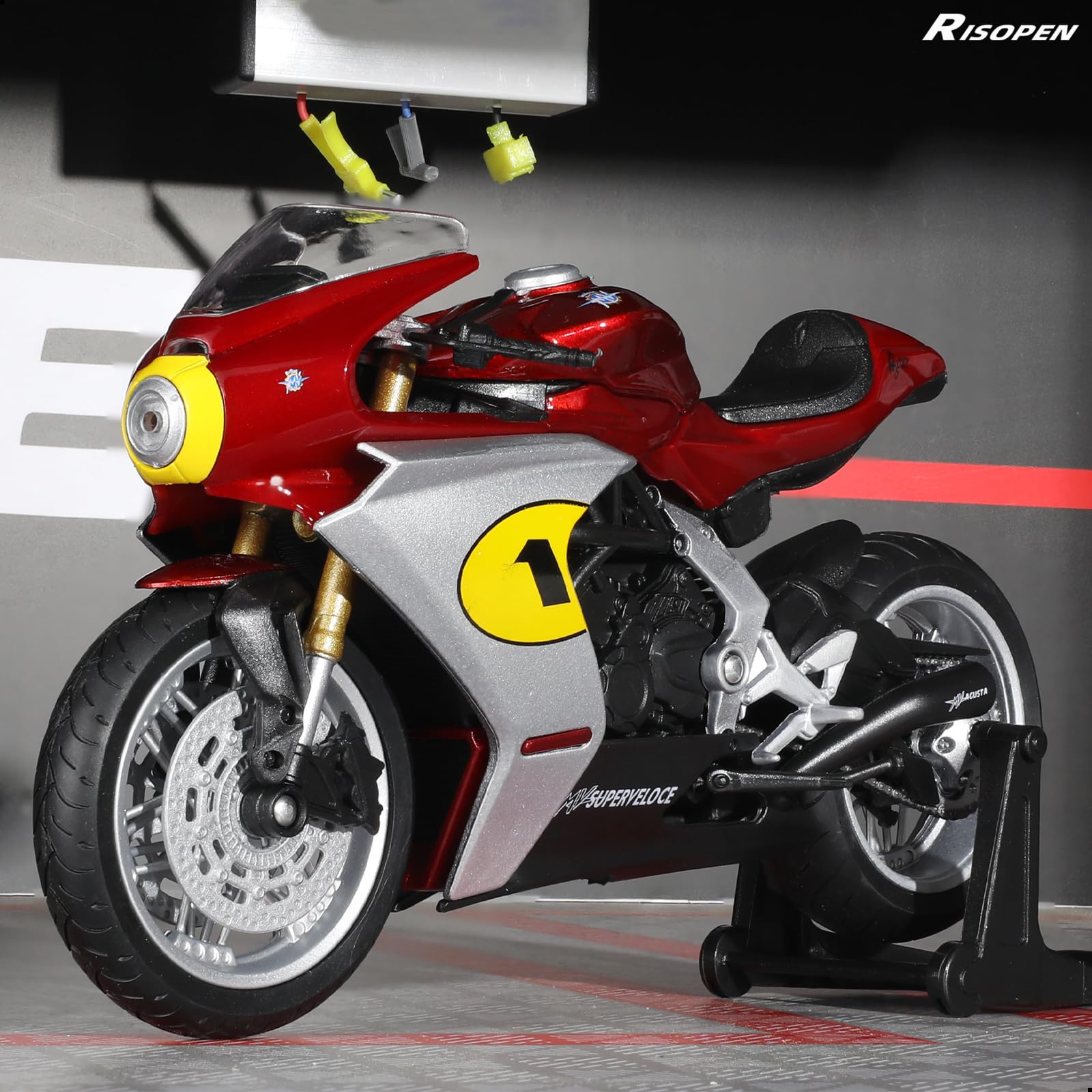 1/12 Die-cast MV Agusta Superveloce AGO Motorcycle Scale Model, Red, Risopen