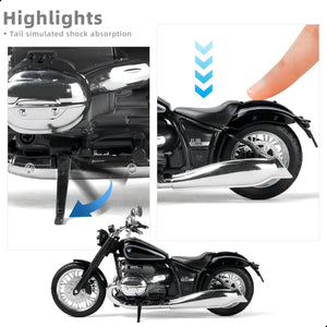 1/12 Die-cast BMW R18 Motorcycle Scale Model, Black, Welly